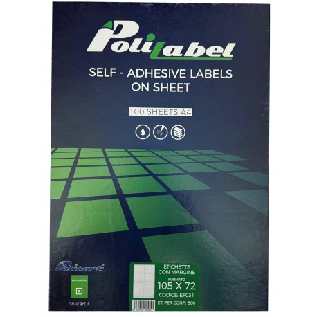 ETICHETTE A4 105X74 CARTA LASER PLUS BIANCO ET.800