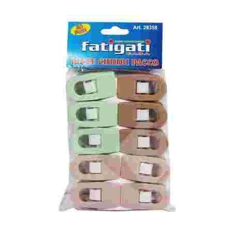CASAL/PINZA CHIUDIPACCHI PLAST. 10PZ C.AS.FATIGATI