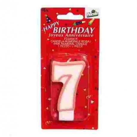 CANDELINE NUMERALI N.7 CM.8 ROSA