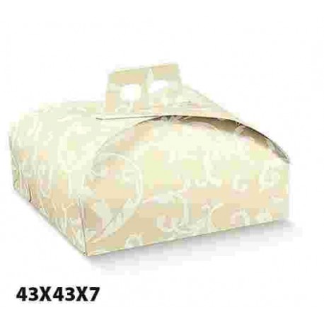 SCATOLA PORTATORTA AVORIO DAMASCATO 43X43X7 PZ.2