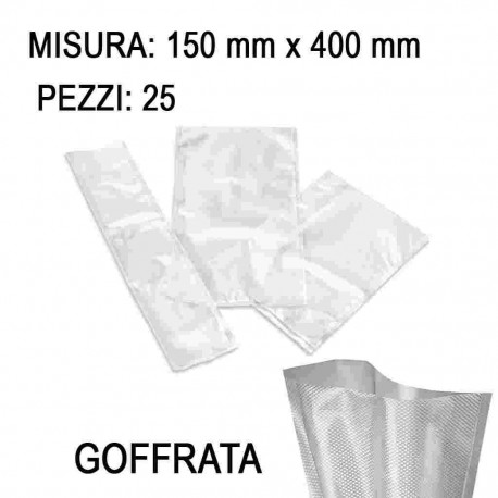BUSTE X SOTTOVUOTO 150 X 400 GOFFRATE PZ.25