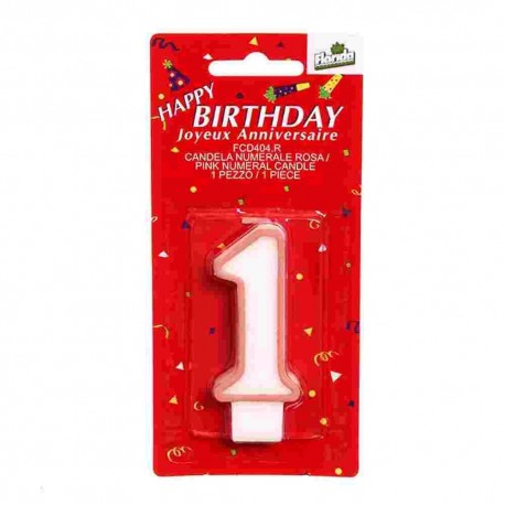 CANDELINE NUMERALI N.1 CM.8 ROSA
