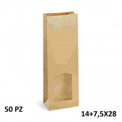 SACCHETTI CARTA FINESTRATI F.TO 14+7,5X28 PZ.50