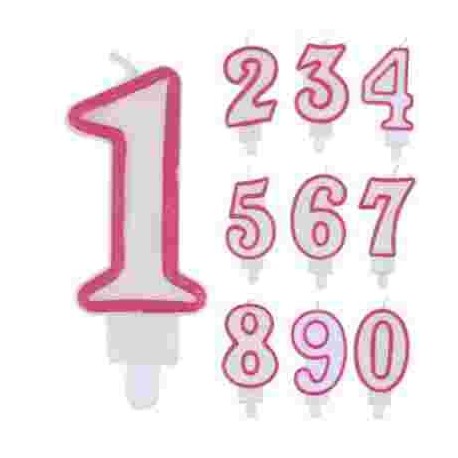 CANDELINE NUMERALI N.0 CM.8 ROSA