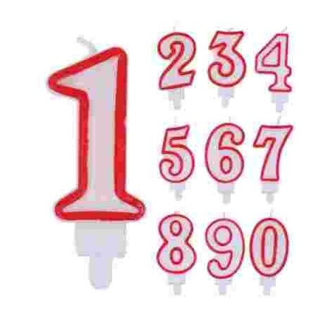 CANDELINE NUMERALI N.8 CM.8 ROSSO