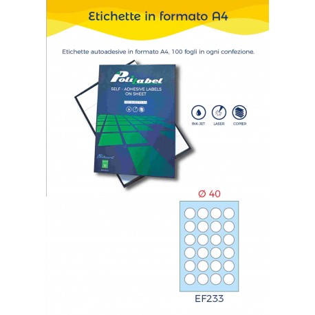 ETICHETTE A4 DM40 CARTA LASER PLUS BIANCO ET.2400