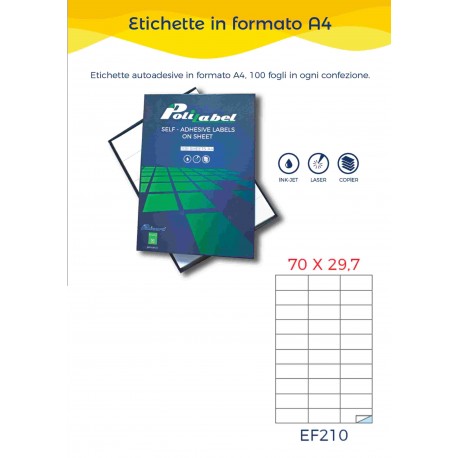 ETICHETTE A4 70X29,7 C.TA LASER PLUS BIANC ET.3000