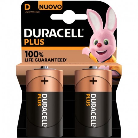 BATTERIE DURACELL PLUS100 D TORCIA B2- MN 1300