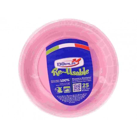 PIATTO FRUTTA DOPLA RIUTILIZZ.D170 ROSA PZ.25