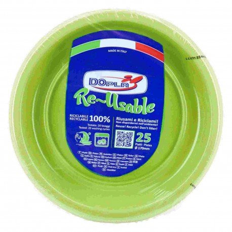 PIATTO FRUTTA DOPLA RIUTILIZ.D170 VERDE ACIDO PZ25