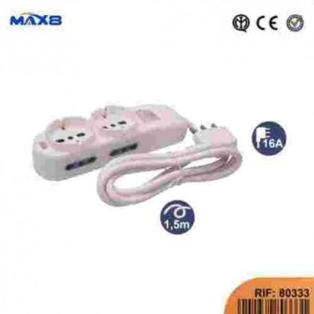 ELET.MULTIPRESA C/CAVO 1,5MT UNIV.P40 4 BIP.2P+T