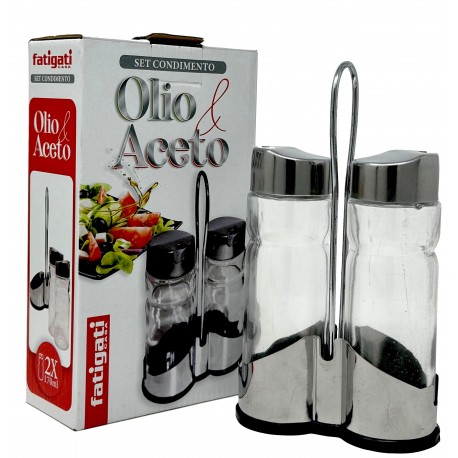 CASAL/SET CONDIMENTO VETRO/ACCIA. ML170X2 FATIGATI