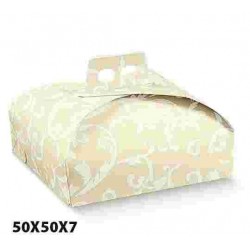 SCATOLA PORTATORTA AVORIO DAMASCATO 50X50X7 PZ.40