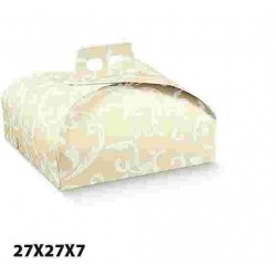 SCATOLA PORTATORTA AVORIO DAMASCATO 27X27X7 PZ.20