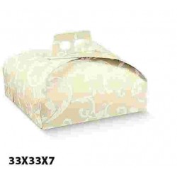 SCATOLA PORTATORTA AVORIO DAMASCATO 33X33X7 PZ.20