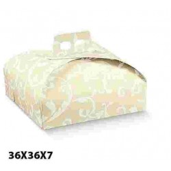 SCATOLA PORTATORTA AVORIO DAMASCATO 36X36X7 PZ.20