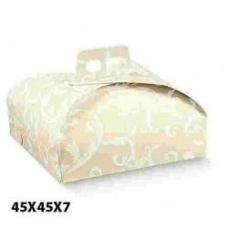 SCATOLA PORTATORTA AVORIO DAMASCATO 45X45X7 PZ.40