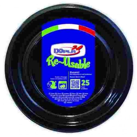 PIATTO PIANI DOPLA RIUTILIZZ.D220 NERO PZ.25