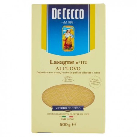 PASTA DE CECCO SECCA LASAGNA ALL'UOVO N.112 GR.500
