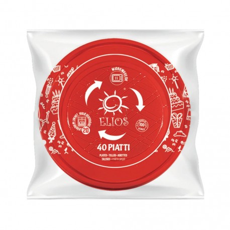 PIATTO DESSERT ROSSO ELIOS RITURIL/MICROONDE PZ.40