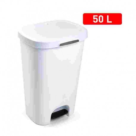 CASA/PATTUMIERA PLASTIC FORTE C/PEDALE BIANCO LT50