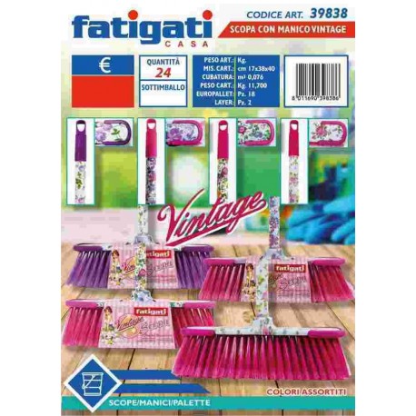 PULIZIA SCOPA VINTAGE + MANICO FATIGATI