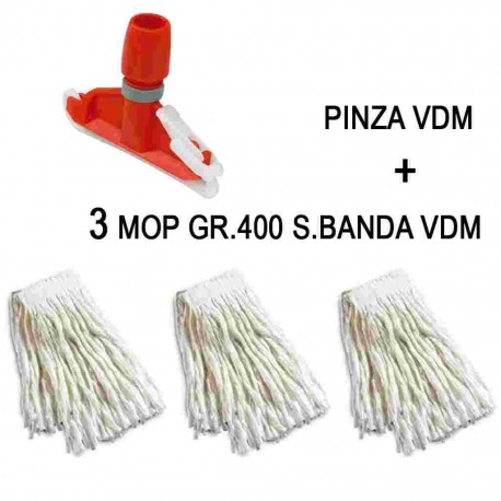 PULIZIA PACCHETTO PINZA+3 MOP GR.400 S.BANDA VDM