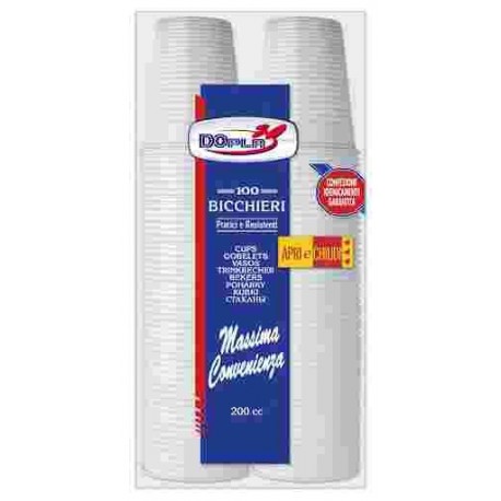 BICCHIERI BIANCO PP DOPLA ML.200 PZ.50X2