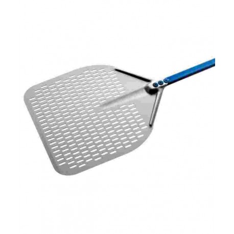 PALA PIZZA INOX RETT.FORATA DIAM.37 MANICO CM.150