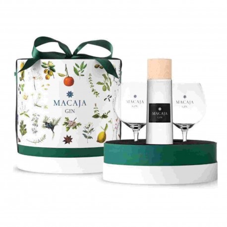 LIQUORE GIN MACAJA + 2 CALICI AST.