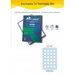 ETICHETTE A4 DM40 CARTA LASER PLUS BIANCO ET.2400